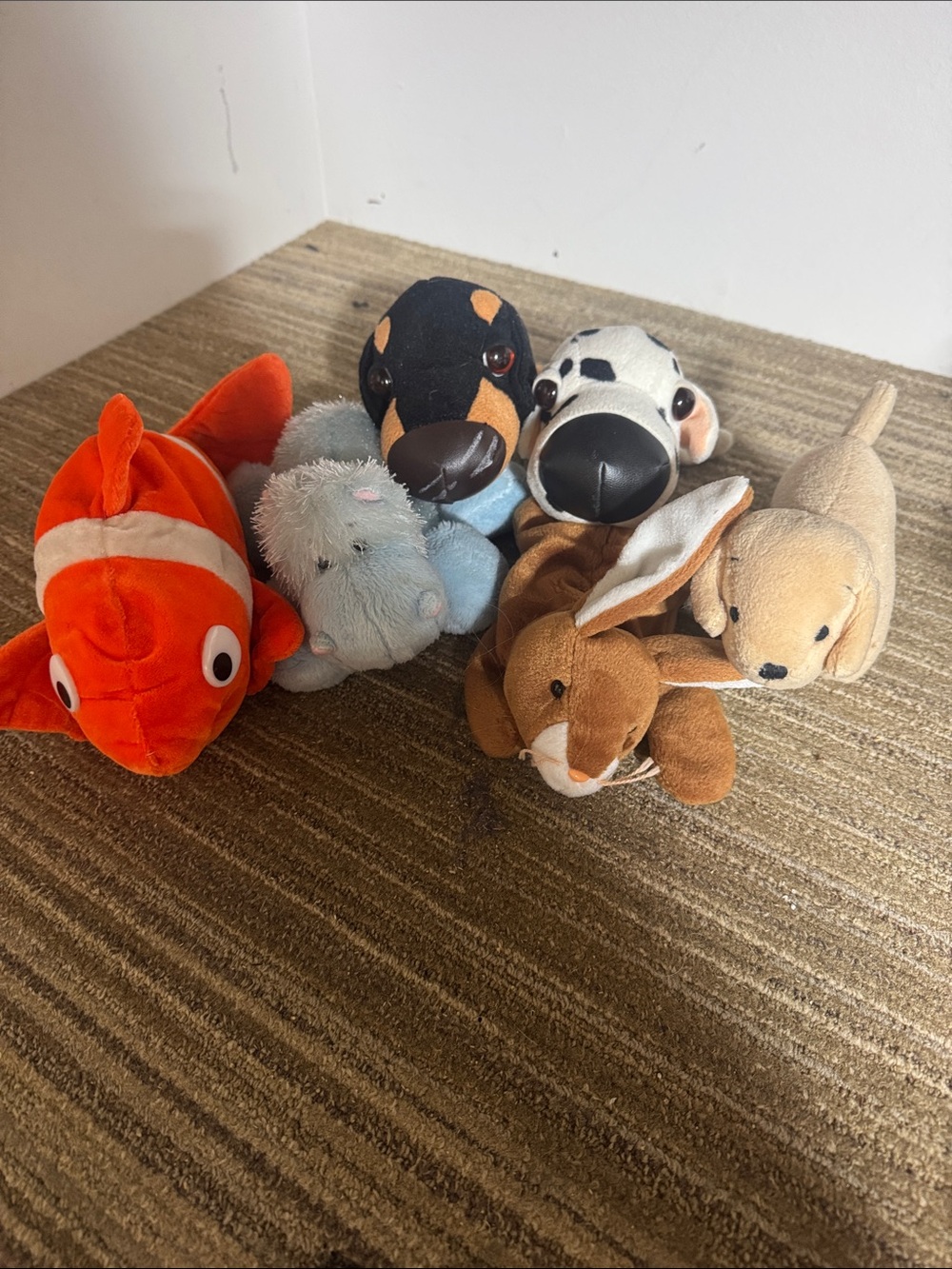 GANZ Plush Small Pet Toy Assortment - Orange, Black, White, Brown, Tan, Blue